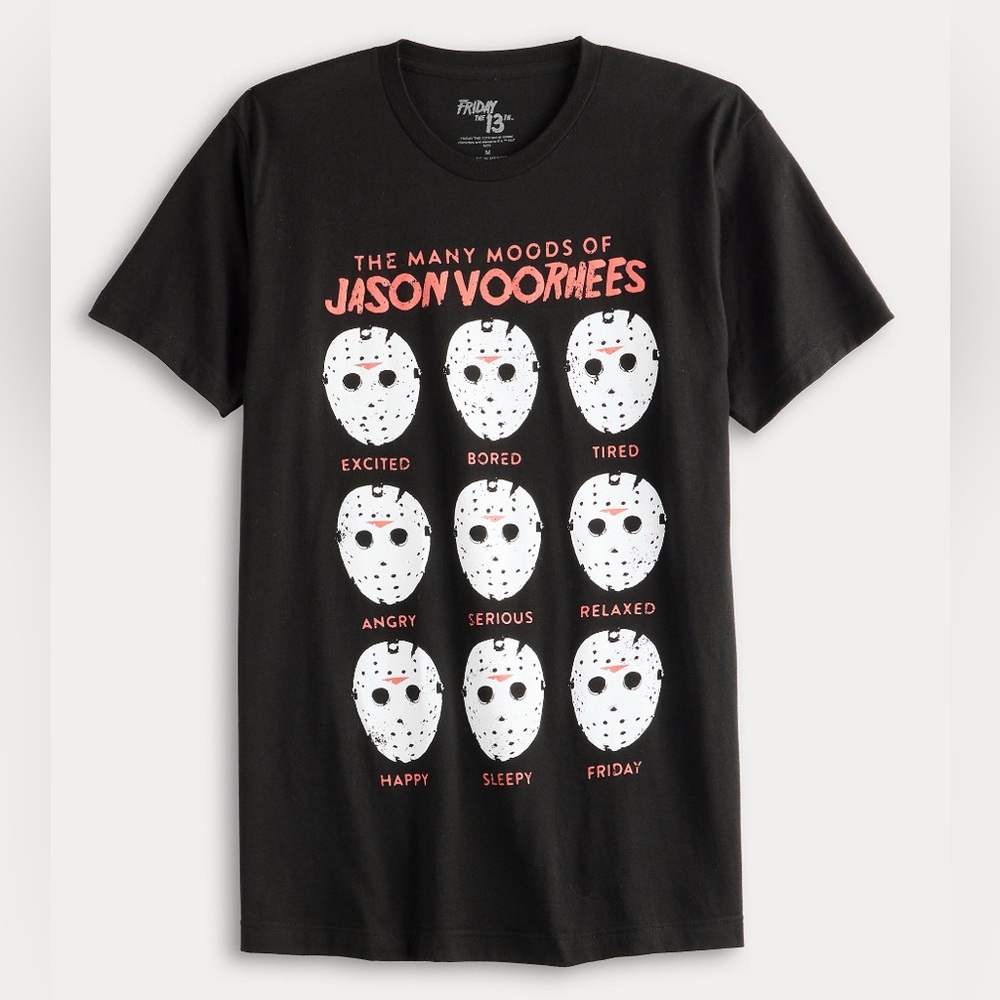 #1599 - Friday the 13th Many Moods of Jason Voorhees Graphic Tee Black